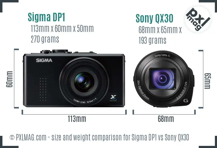 Sigma DP1 vs Sony QX30 size comparison Sigma DP1 vs Sony QX30 size comparison