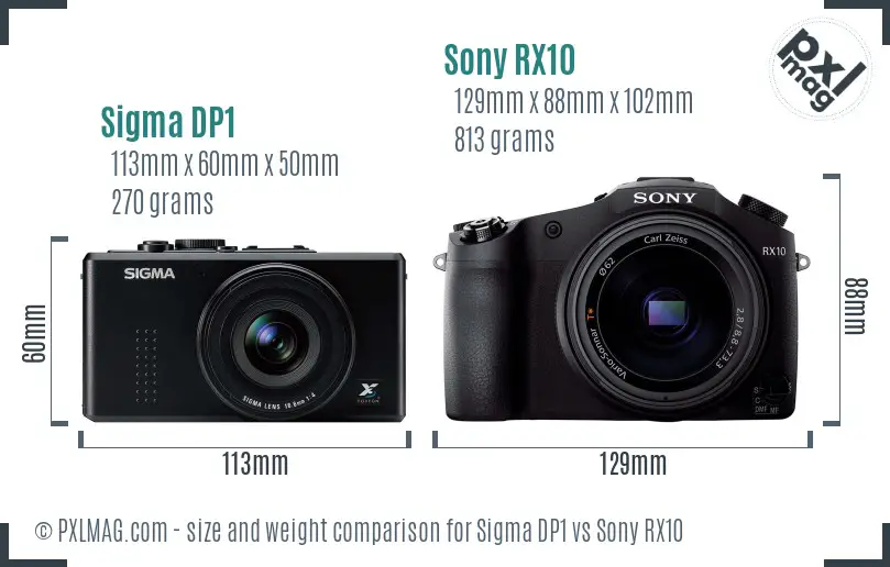 Sigma DP1 vs Sony RX10 size comparison