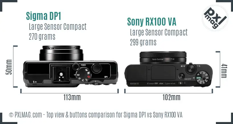 Sigma DP1 vs Sony RX100 VA top view buttons comparison