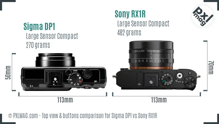 Sigma DP1 vs Sony RX1R top view buttons comparison