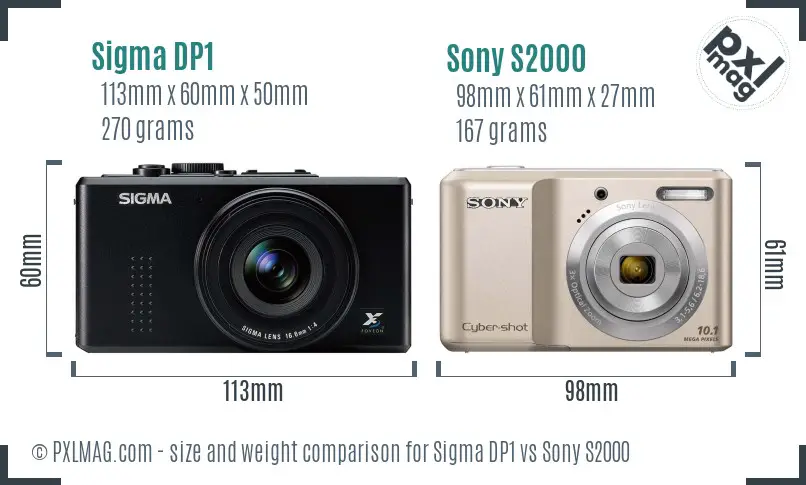 Sigma DP1 vs Sony S2000 size comparison