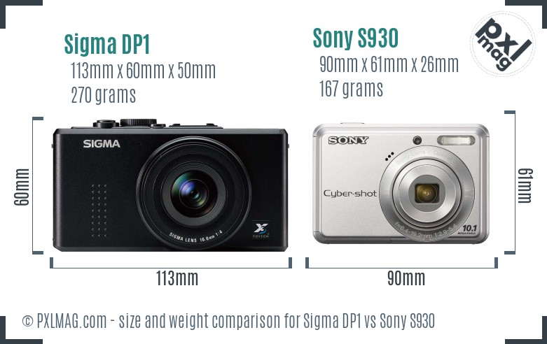 Sigma DP1 vs Sony S930 size comparison