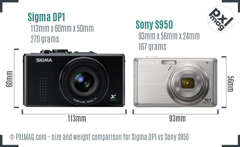 Sigma DP1 vs Sony S950 size comparison