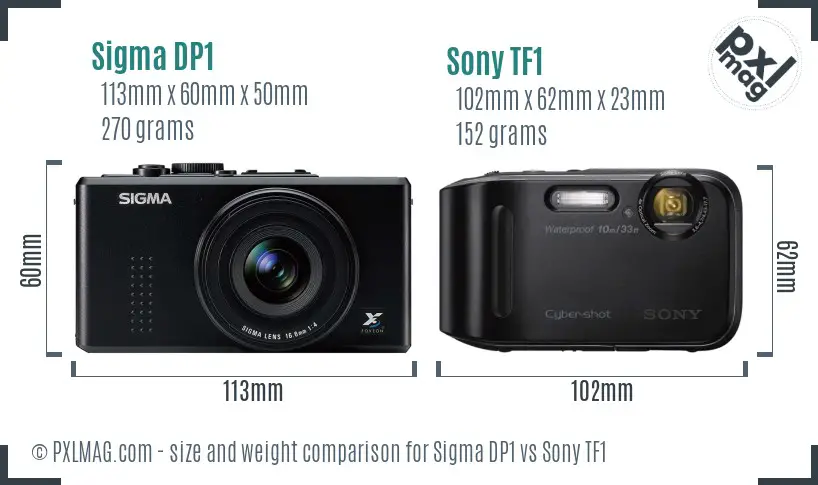 Sigma DP1 vs Sony TF1 size comparison