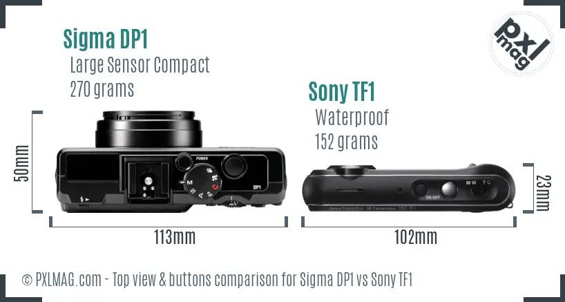 Sigma DP1 vs Sony TF1 top view buttons comparison