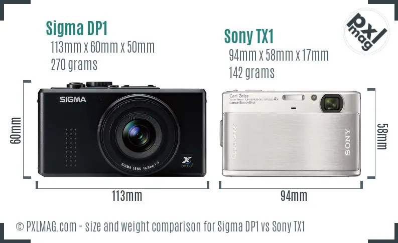 Sigma DP1 vs Sony TX1 size comparison