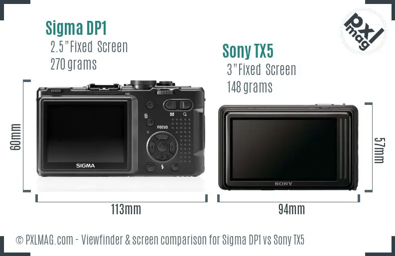 Sigma DP1 vs Sony TX5 Screen and Viewfinder comparison