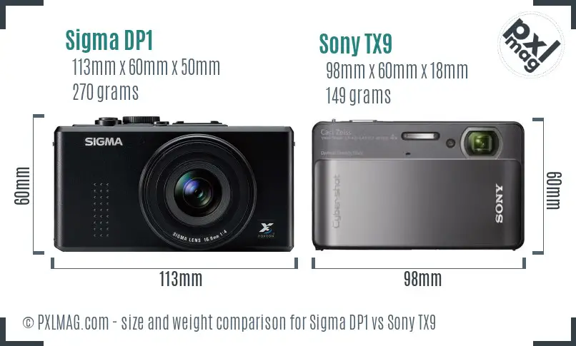 Sigma DP1 vs Sony TX9 size comparison