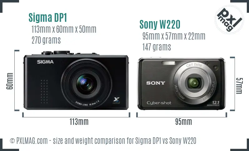 Sigma DP1 vs Sony W220 size comparison