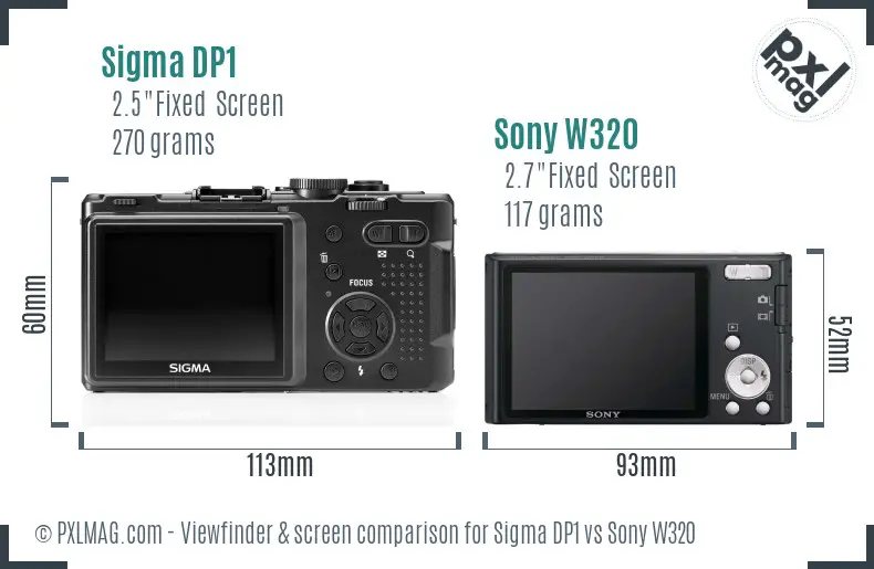 Sigma DP1 vs Sony W320 Screen and Viewfinder comparison
