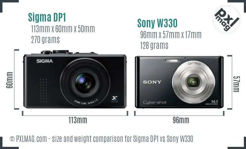 Sigma DP1 vs Sony W330 size comparison