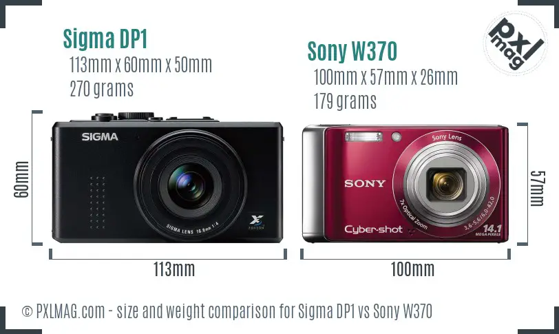 Sigma DP1 vs Sony W370 size comparison