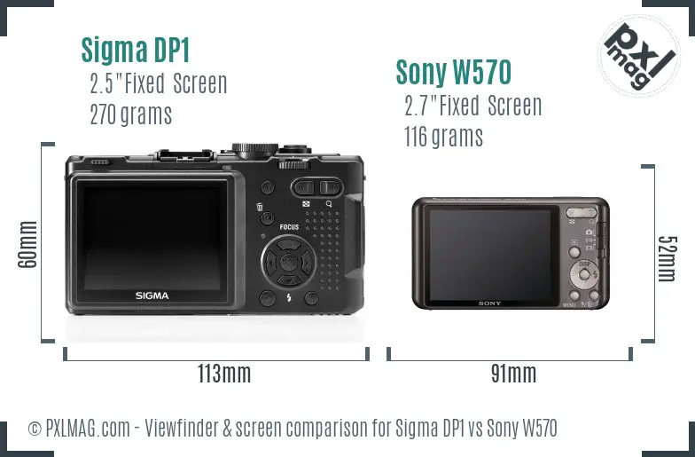Sigma DP1 vs Sony W570 Screen and Viewfinder comparison