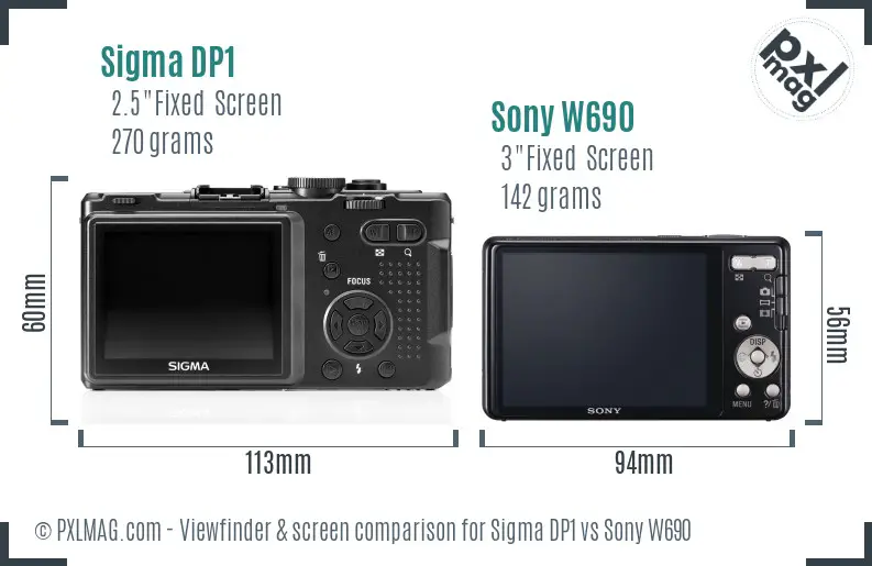 Sigma DP1 vs Sony W690 Screen and Viewfinder comparison