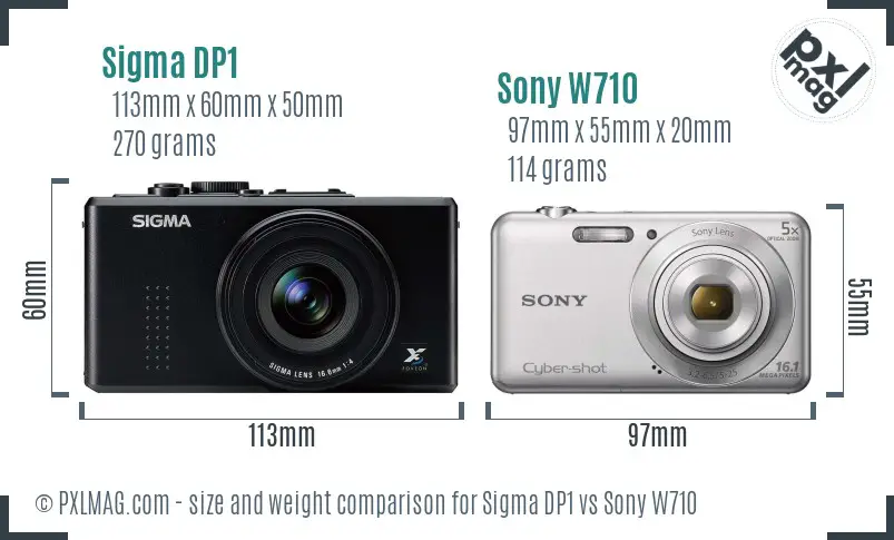 Sigma DP1 vs Sony W710 size comparison