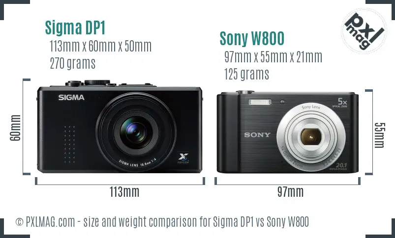 Sigma DP1 vs Sony W800 size comparison