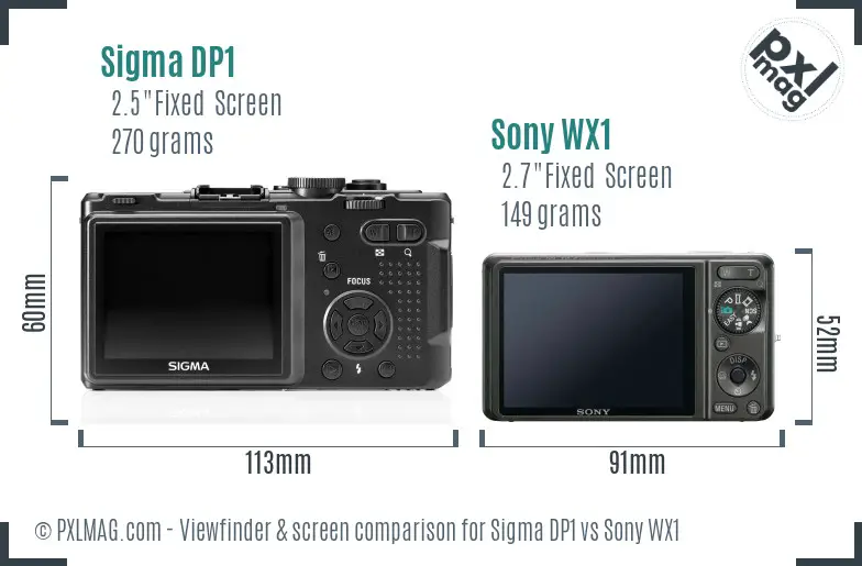 Sigma DP1 vs Sony WX1 Screen and Viewfinder comparison