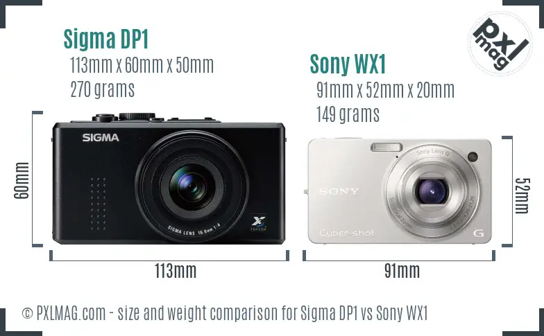 Sigma DP1 vs Sony WX1 size comparison