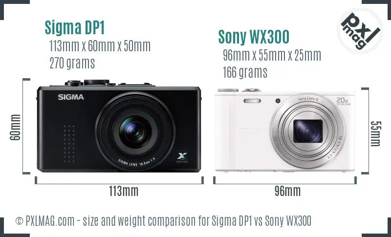 Sigma DP1 vs Sony WX300 size comparison