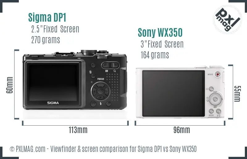 Sigma DP1 vs Sony WX350 Screen and Viewfinder comparison Sigma DP1 vs Sony WX350 Screen and Viewfinder comparison