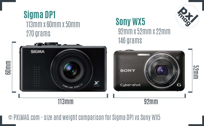 Sigma DP1 vs Sony WX5 size comparison