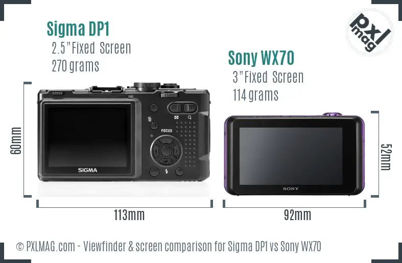 Sigma DP1 vs Sony WX70 Screen and Viewfinder comparison