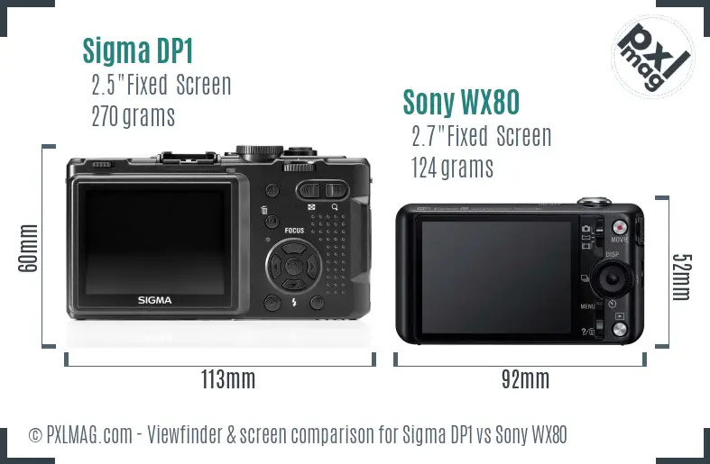 Sigma DP1 vs Sony WX80 Screen and Viewfinder comparison