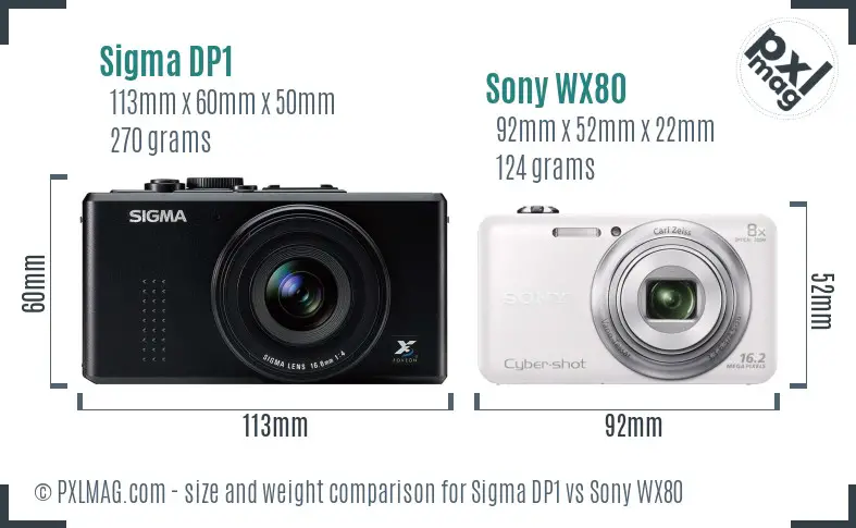 Sigma DP1 vs Sony WX80 size comparison