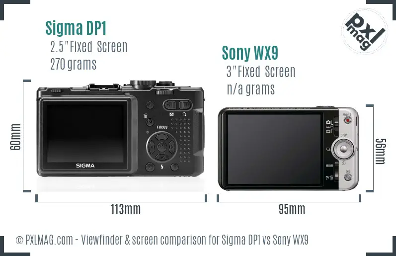 Sigma DP1 vs Sony WX9 Screen and Viewfinder comparison