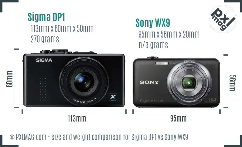 Sigma DP1 vs Sony WX9 size comparison