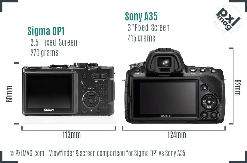 Sigma DP1 vs Sony A35 Screen and Viewfinder comparison