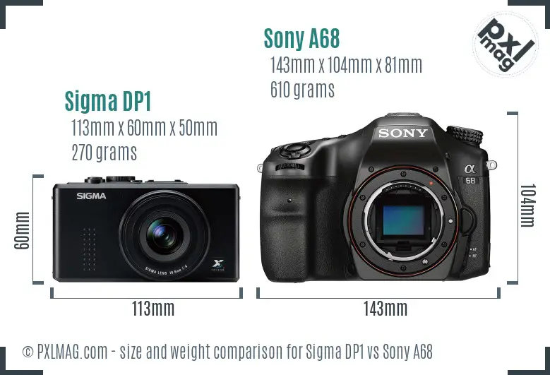 Sigma DP1 vs Sony A68 size comparison Sigma DP1 vs Sony A68 size comparison