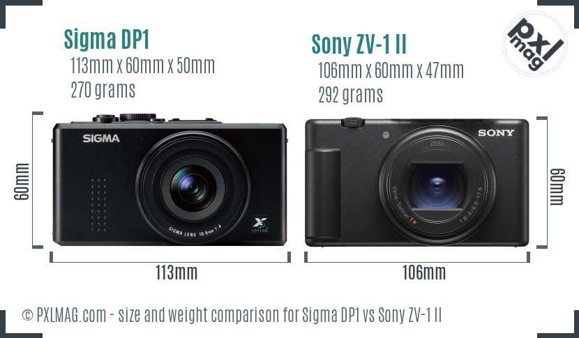 Sigma DP1 vs Sony ZV-1 II size comparison