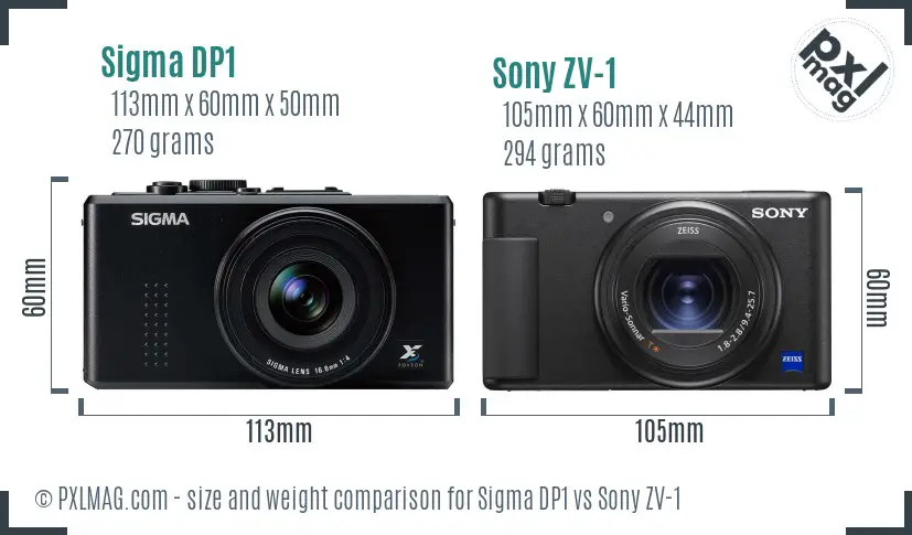 Sigma DP1 vs Sony ZV-1 size comparison