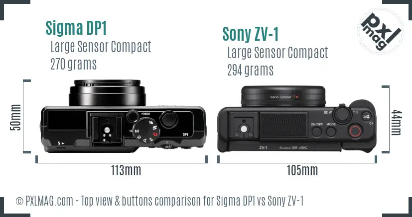 Sigma DP1 vs Sony ZV-1 top view buttons comparison