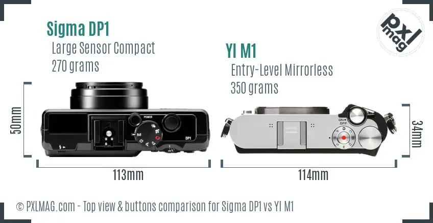 Sigma DP1 vs YI M1 top view buttons comparison