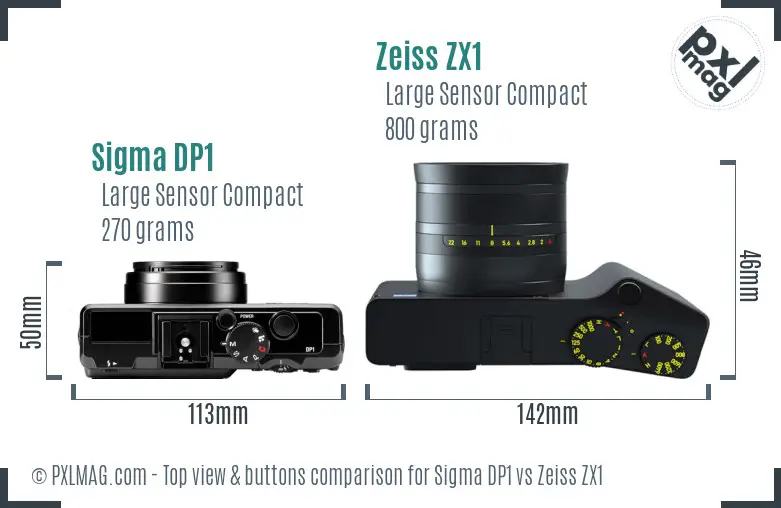 Sigma DP1 vs Zeiss ZX1 top view buttons comparison