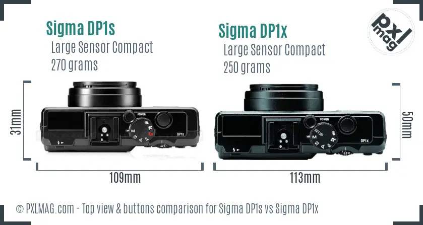 Sigma DP1s vs Sigma DP1x top view buttons comparison