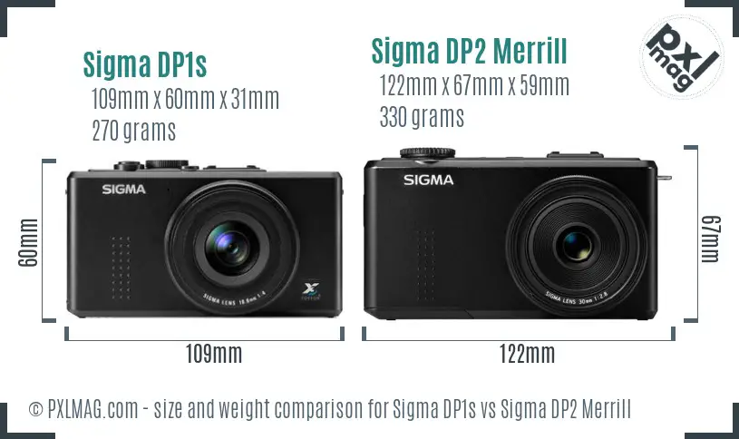 Sigma DP1s vs Sigma DP2 Merrill size comparison