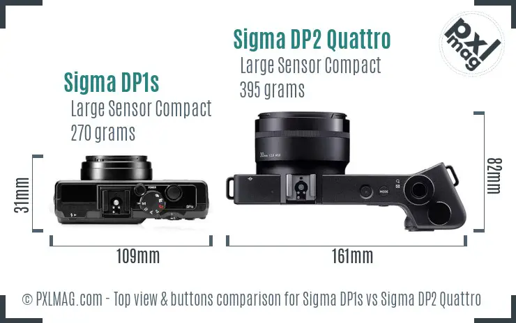 Sigma DP1s vs Sigma DP2 Quattro top view buttons comparison