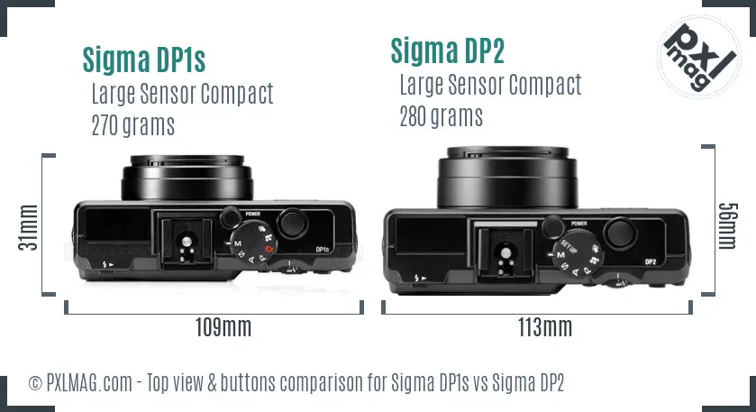 Sigma DP1s vs Sigma DP2 top view buttons comparison
