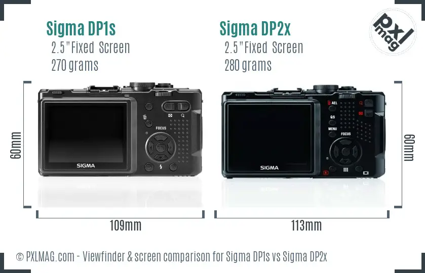 Sigma DP1s vs Sigma DP2x Screen and Viewfinder comparison