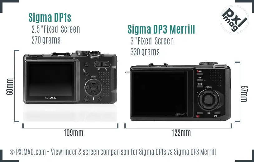Sigma DP1s vs Sigma DP3 Merrill Screen and Viewfinder comparison