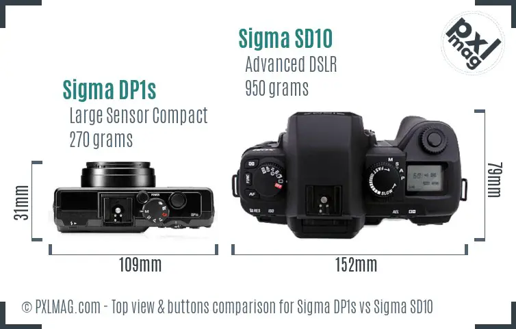 Sigma DP1s vs Sigma SD10 top view buttons comparison