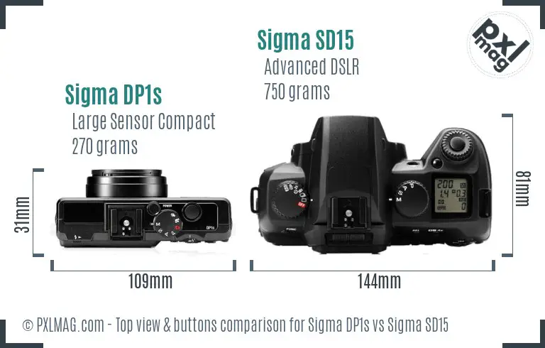 Sigma DP1s vs Sigma SD15 top view buttons comparison