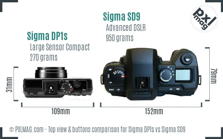 Sigma DP1s vs Sigma SD9 top view buttons comparison