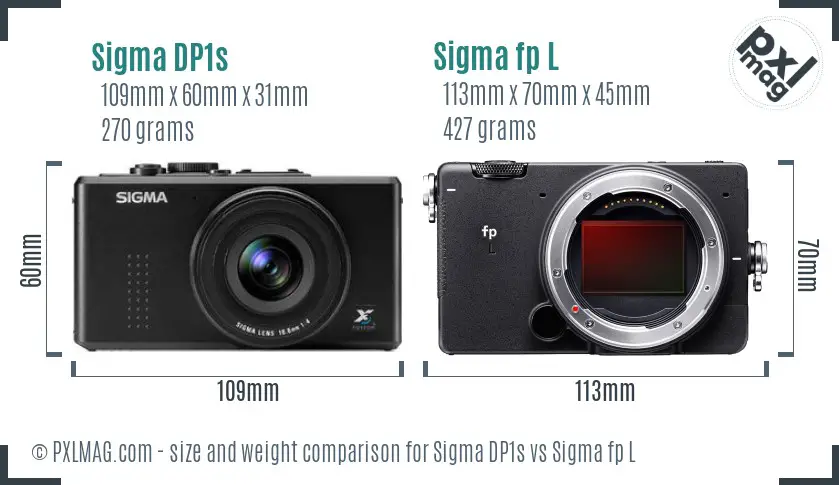 Sigma DP1s vs Sigma fp L size comparison