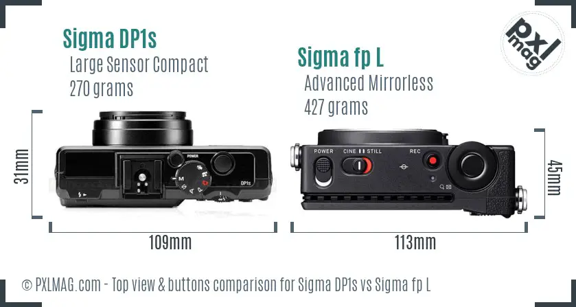 Sigma DP1s vs Sigma fp L top view buttons comparison