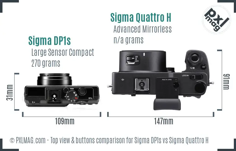 Sigma DP1s vs Sigma Quattro H top view buttons comparison