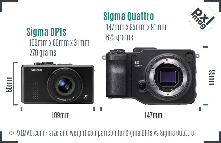 Sigma DP1s vs Sigma Quattro size comparison